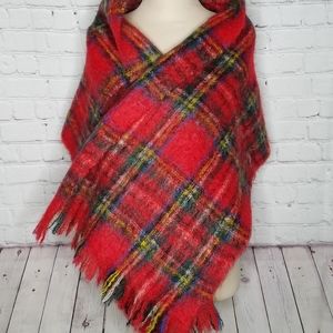 Hand Acraft Scard Mohair Wool Scotland Handmade Plaid Warm Soft Cozy Vintage